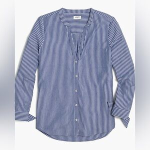 J. Crew Factory Button-up tie-sleeve top in stretch cotton poplin, size L